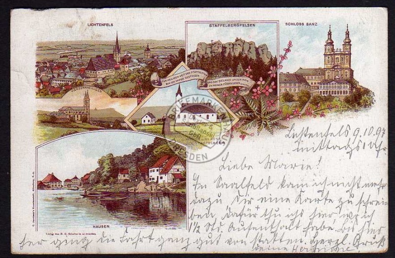 Lichtenfels Schloß Banz Staffelbergfelsen 1897 