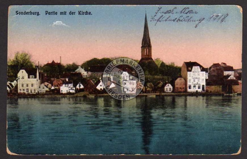 Sonderburg Partie mit der Kirche 1918 