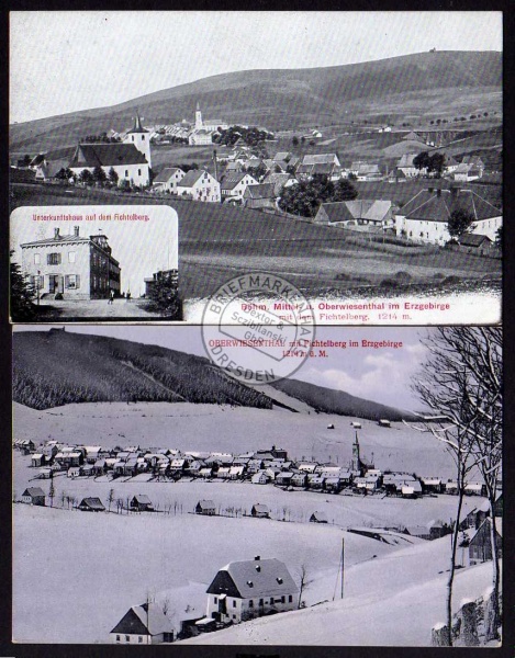 2 AK Oberwiesenthal Fichtelberg Schnee Winter 