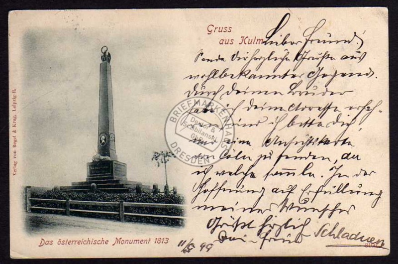 Kulm 1899 Das österreichische Monument 1813 