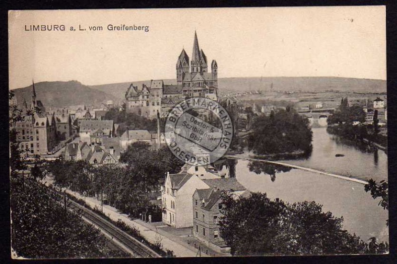 Limburg an der Lahn vom Greiffenberg 1915 Bahn 