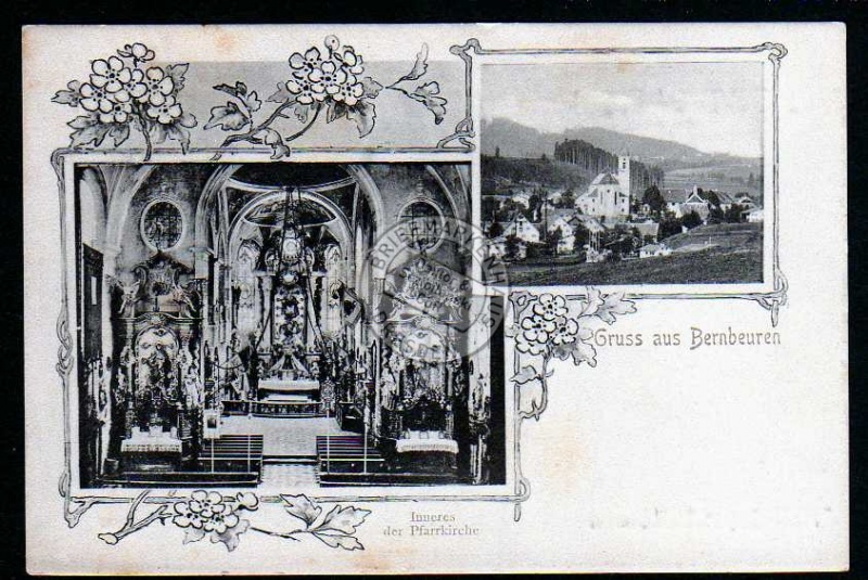 Bernbeuren Inneres der Pfarrkirche 1917 