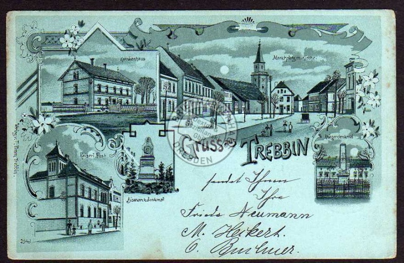 Trebbin 1900 Post Krankenhaus Kriegerdenkmal 