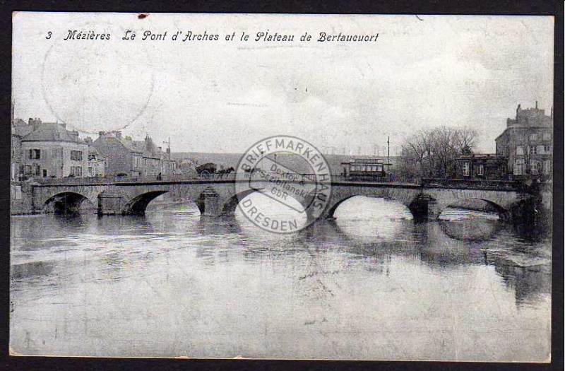 Mézières Brücke Straßenbahn 1915 Bertaucuort 
