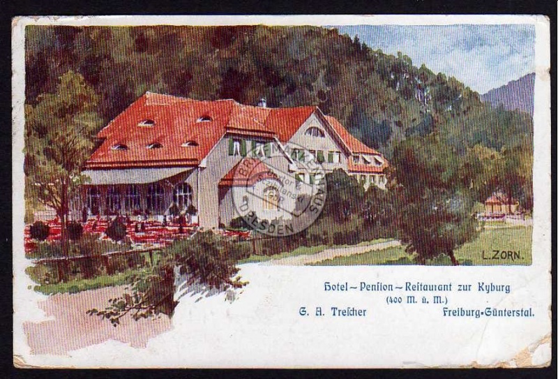 Freiburg Günterstal  1912 Hotel Pension 