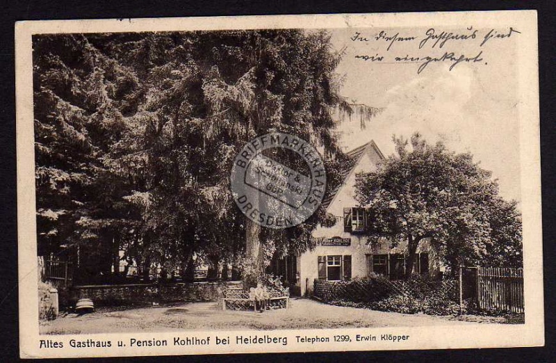 Heidelberg Altes Gasthaus Pension Kohlhof 1915 