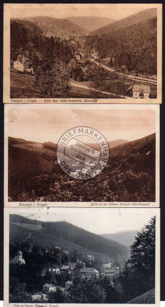 3 AK  Kipsdorf Blick v. Hotel Kaiserhof Bärenfels 