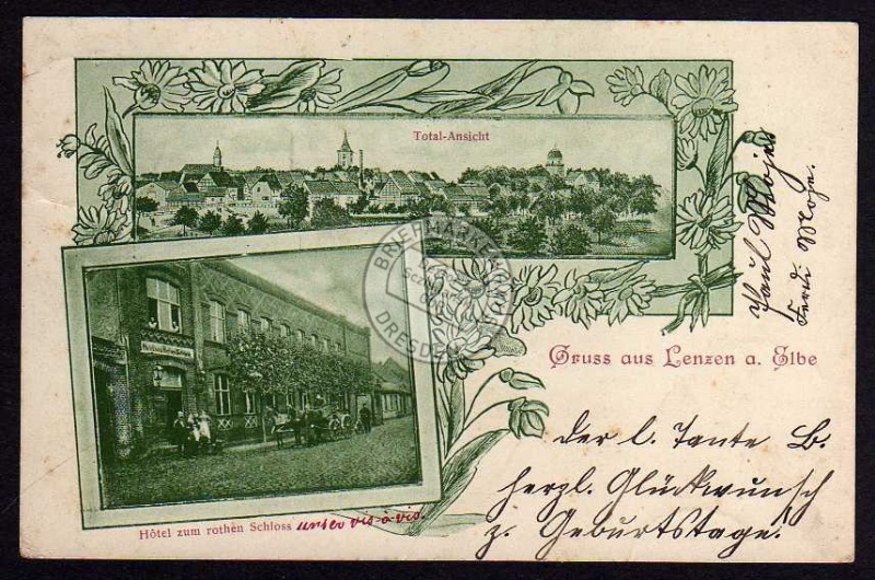 Lenzen Elbe Hotel zum rothen Schloss 1900 