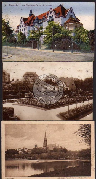 3 AK Chemnitz Rosarium Sanatorium 1924 1925 1926 