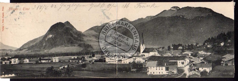 Kössen Tirol 2teilige Panorama Klappkarte 1902 