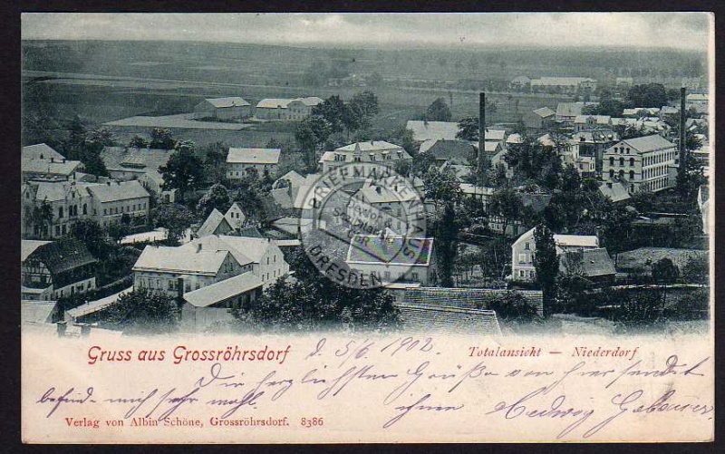 Großröhrsdorf 1903 Totale Niederdorf 