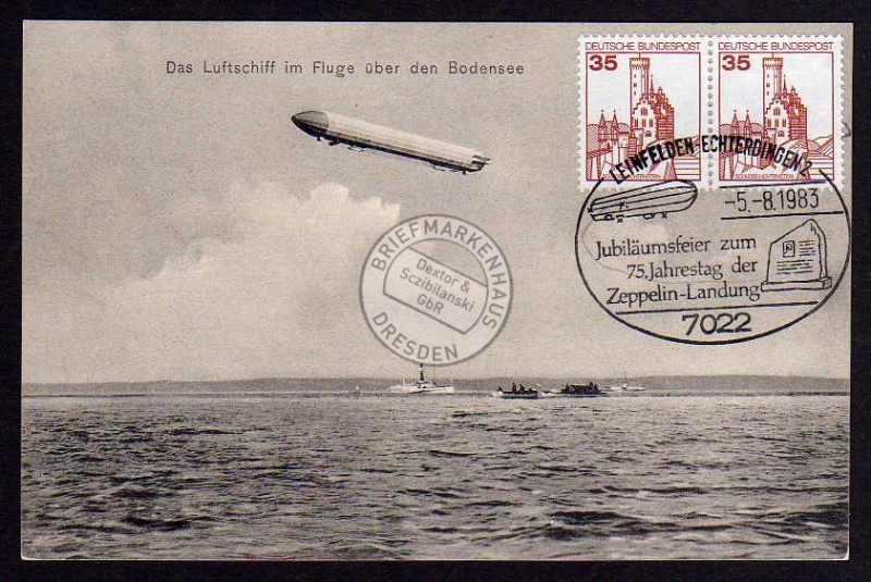 Zeppelin Luftschiff über Bodensee 1906 