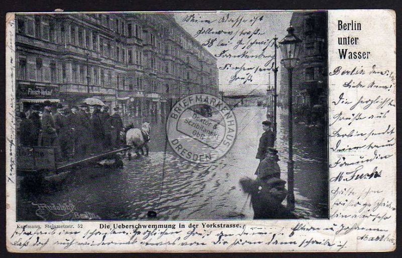 Berlin unter Wasser Yorkstraße Hochwasser 1902 
