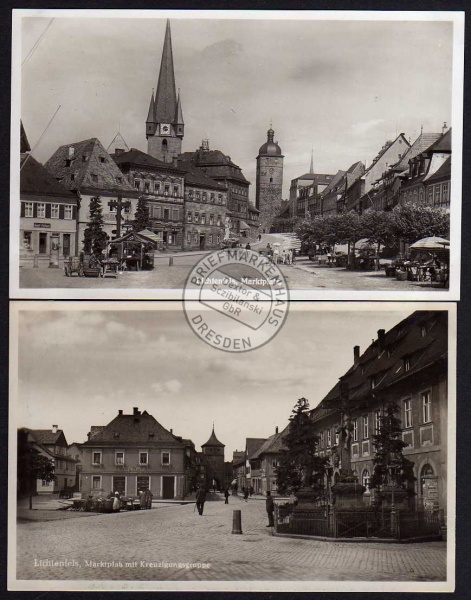 2 AK Lichtenfels (Oberfranken) Markt Kreuz 