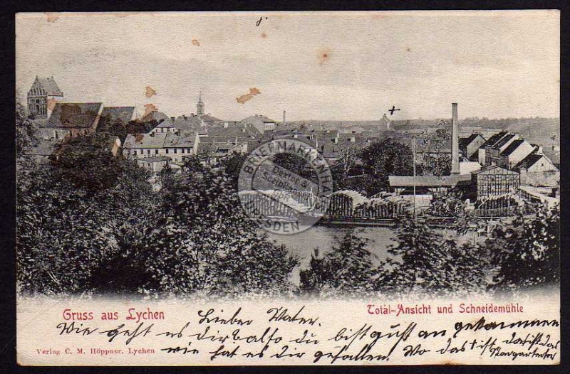 Lychen 1905 Schneidemühle Sägewerk Bahnpost 