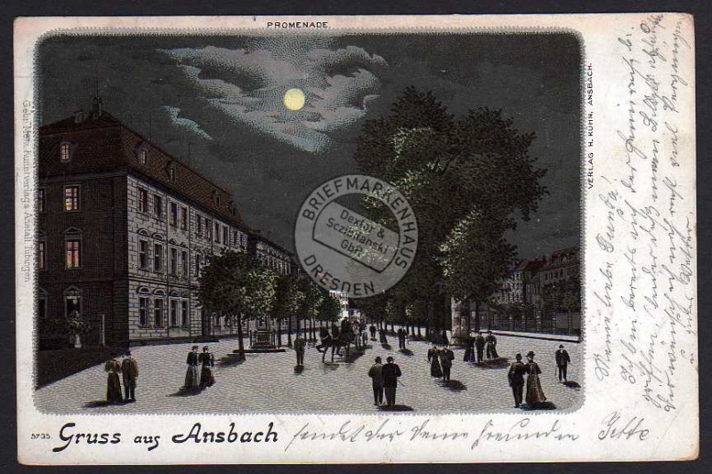 Ansbach Promenade 1899 Mondschein 