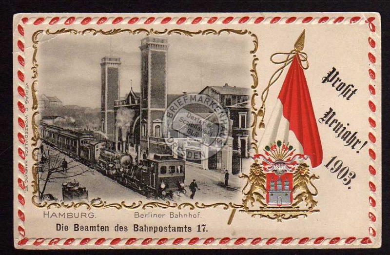 super Wappen Präge Litho Hamburg Berliner Bahnhof 