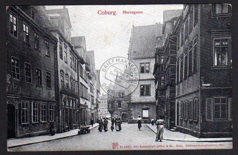 Coburg Herrngasse Ecke Grafenstraße 1907 