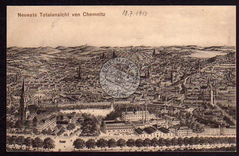 Neueste Totalansicht von Chemnitz 1913 