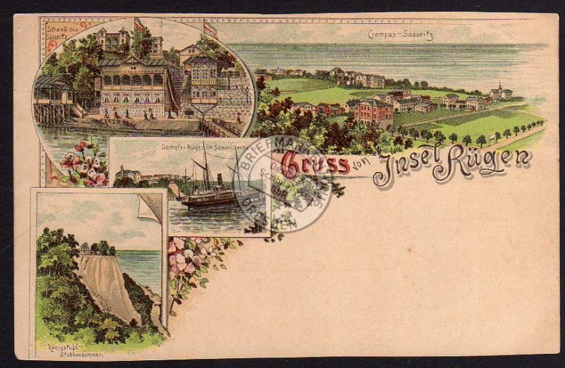 Litho Insel Rügen ca. 1895 Crampas Sassnitz 