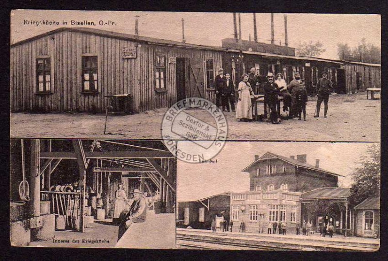 Biessellen O.-Pr. Bahnhof Kriegsküche 1918 