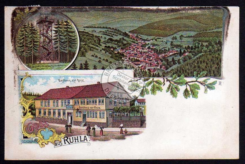 Ruhla Litho Gasthaus zur Rose 1901 Restaurant 