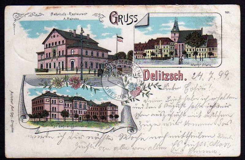 Delitzsch 1899 Kgl Lehrerseminar Markt Bahnhof 