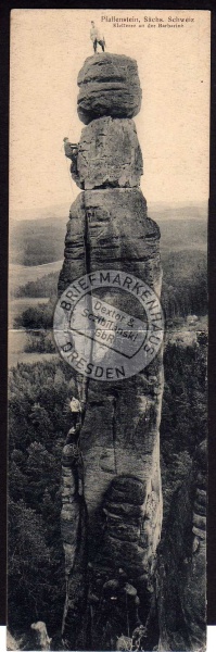 Pfaffenstein Kletterer an der Barbarine 1920 