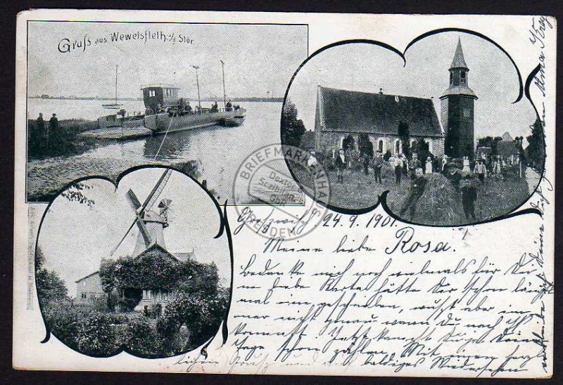 Wewelsfleth Stör Fähre Windmühle Mole 1901 