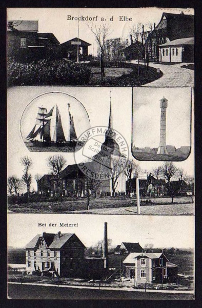 Brokdorf a.d. Elbe 1909  Meierei Leuchtturm 
