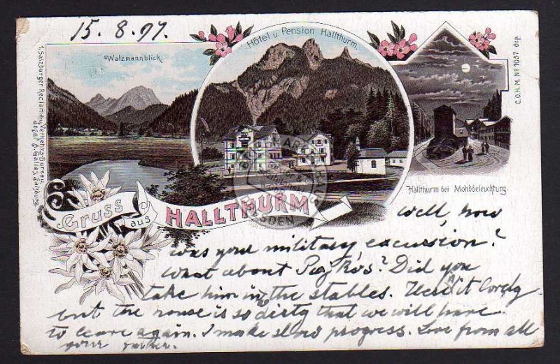 Hallthurm 1897  Mondbeleuchtung Watzmannblick 