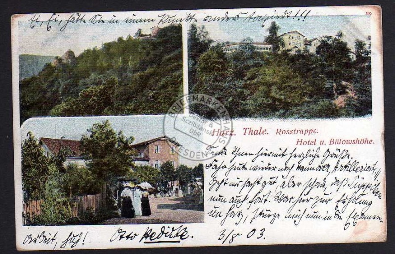 Thale Harz Rosstrappe Hotel Bülöwshöhe 1903 