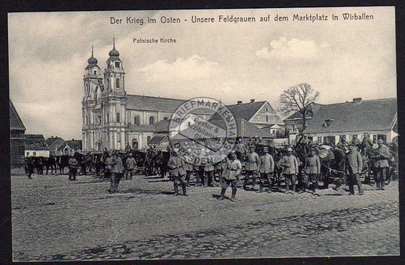Wirballen Marktplatz 1915 Polnische Kirche 
