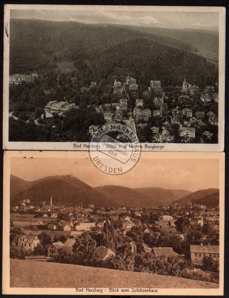 2 AK Bad Harzburg Blick v. kleinen Burgberge 