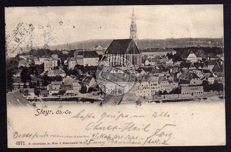 Steyr 1902 Brücke Kirche Oberösterreich 