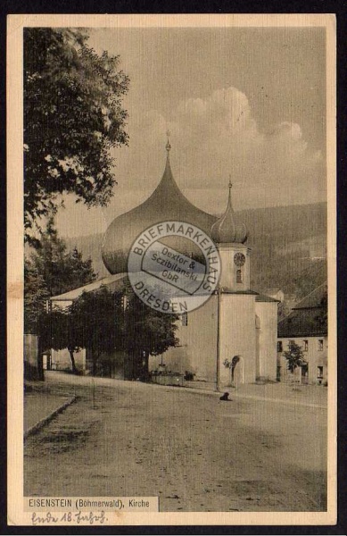 Eisenstein Böhmerwald Kirche 1913 