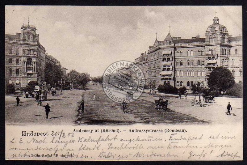 Budapest Andrassy ut Körönd Rondeau 1902 