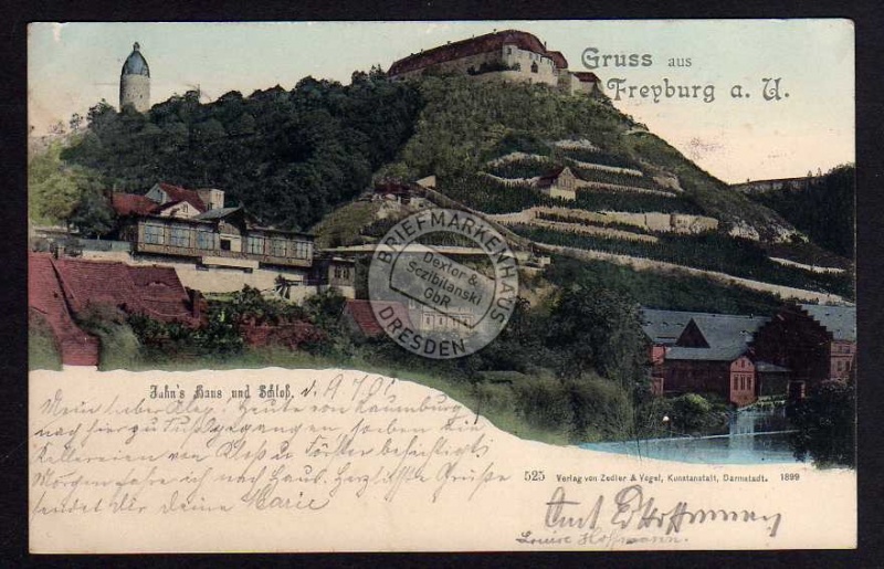 Freyburg a.U. Jahns Haus u. Schloß 1899 