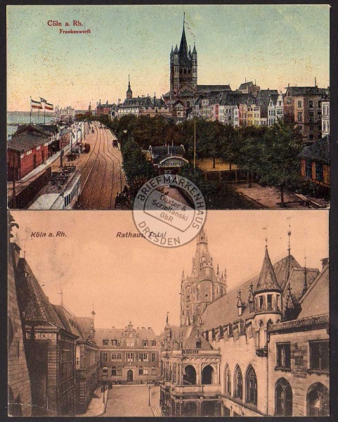 2 AK Köln Cöln Frankenwerft Rathaus 1909 