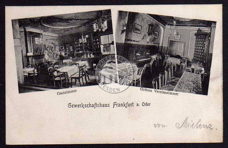 Gewerkschaftshaus Frankfurt Oder 1911 Gastraum 