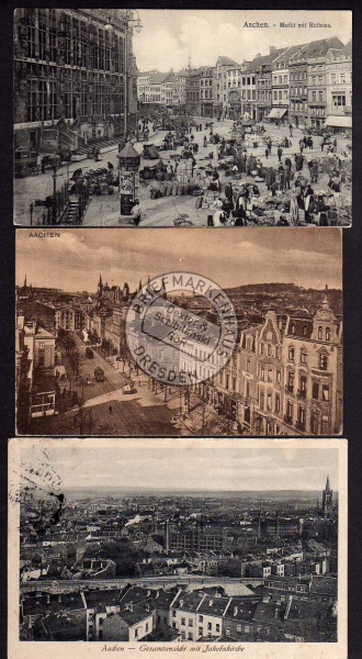 3 AK Aachen Markt Markttag Händler 1909 Jakobskir 