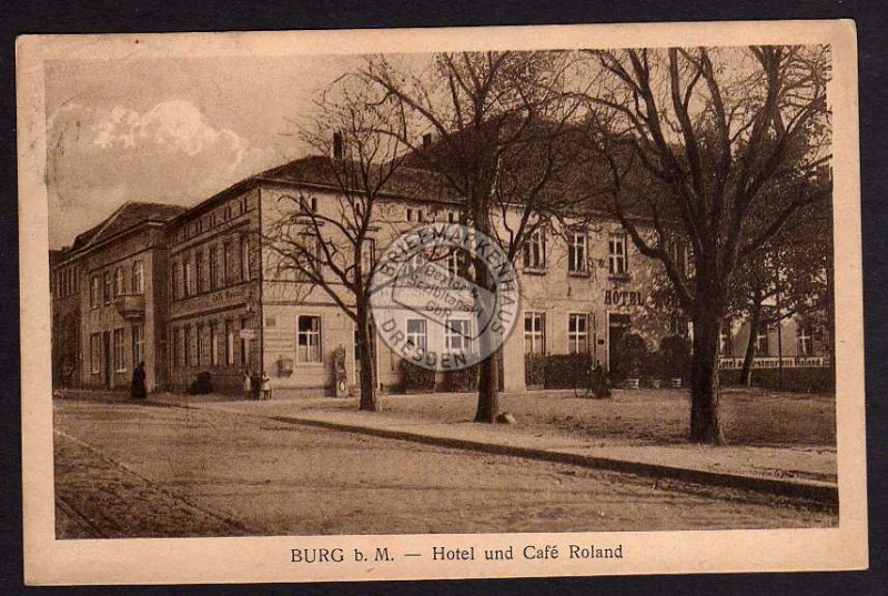 Burg b. Magdeburg Hotel u. Cafe Roland 1921 
