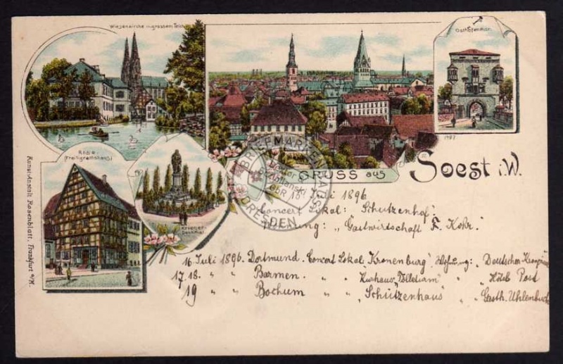 Litho 1896 Soest i. W. Rose Freiligrathhaus 