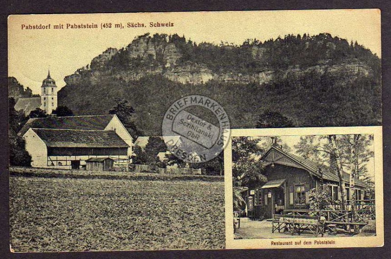 Pabstdorf mit Pabststein Sächs. Schweiz 1917 