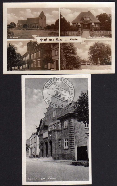 2 AK Garz Rügen Kirche Schule Arndt Museum 