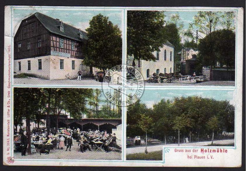 Holzmühle b. Plauen 1907 Restaurant Gasthaus 
