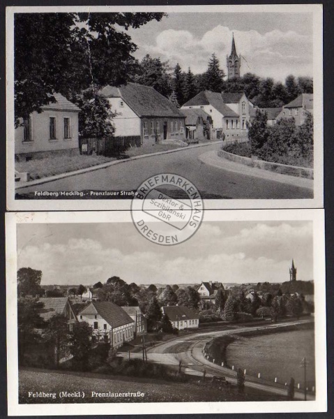 2 AK Feldberg Mecklenb. Prenzlauerstraße 