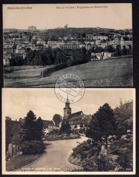 2 AK Hohenstein Ernstthal Stadt u. Berggasthaus 