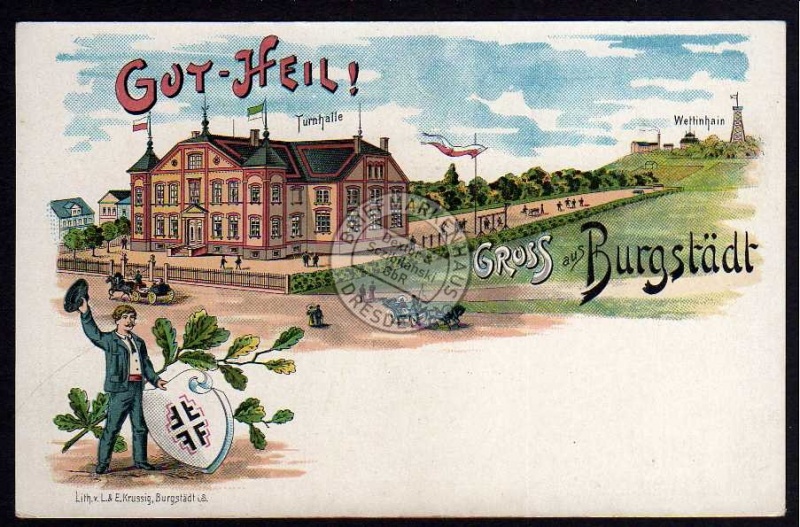 Burgstädt Litho 1900 Gut Heil Wettinhain 