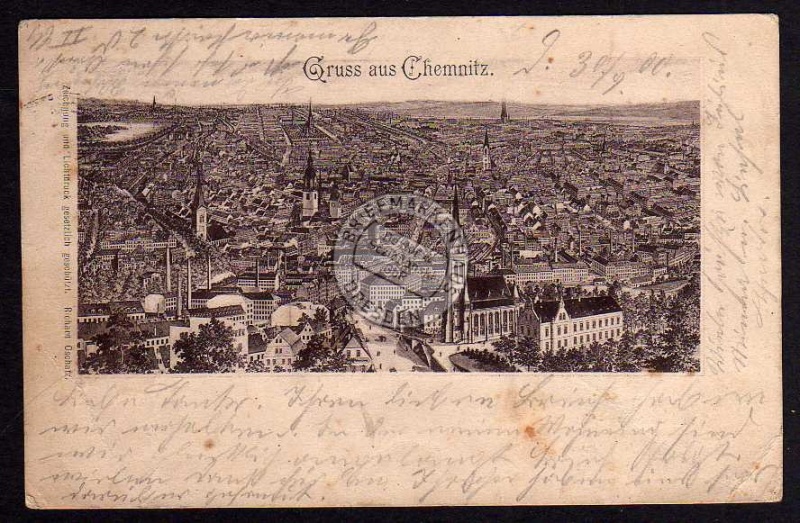 Chemnitz 1900 Zeichnung Lichtdruck 